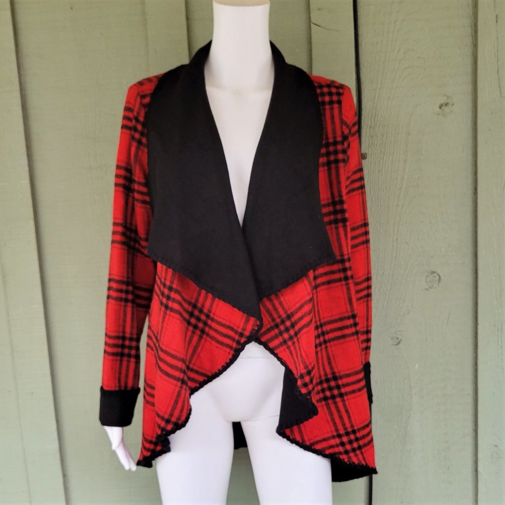 KATHERINE BARCLAY Montreal Black Red Plaid Flannel Jacket M